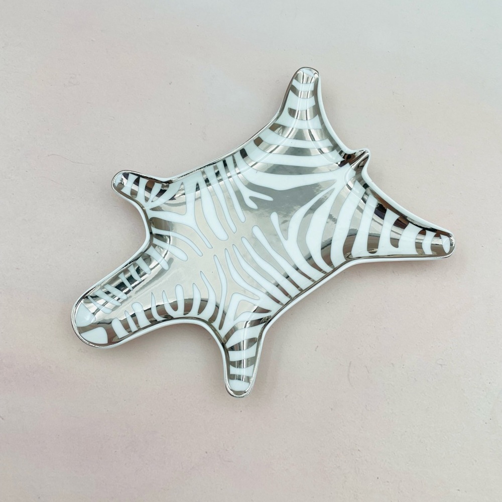 Jonathan Adler Silver Zebra Stacking Dish